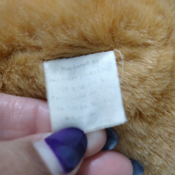 Vintage Walmart Brown Jointed Teddy Bear Plush Stuffed Animal Toy Red Plaid Bow - Picture 6 of 6